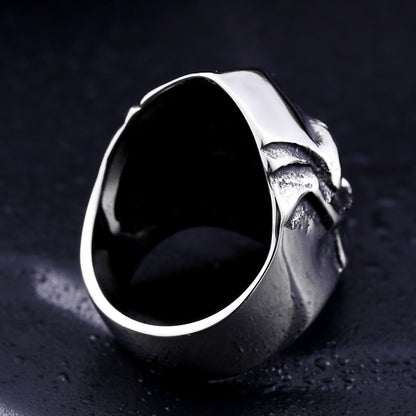 Origsoul silver Spartan gladiator helmet ring with detailed craftsmanship and polished finish