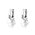 Origsoul silver star tassel hoop earrings with multiple star charms on white background