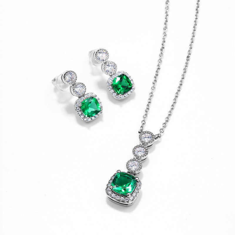 Origsoul sterling earrings silver with green gemstone and matching pendant necklace