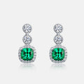 Origsoul sterling earrings silver with green gemstones and sparkling clear crystals elegant design