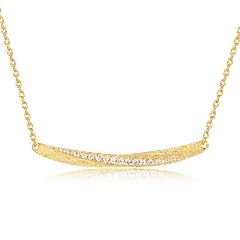 Origsoul sterling necklace silver in gold tone with curved bar and embedded crystals
