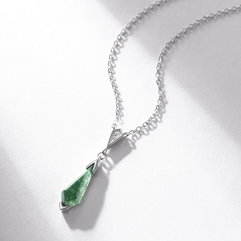 Origsoul sterling necklace silver with green gemstone pendant and delicate chain design