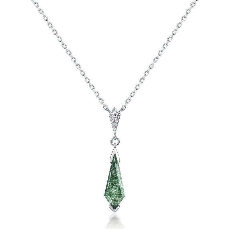 Origsoul sterling necklace silver with green gemstone pendant and delicate chain