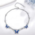 Origsoul adjustable butterfly anklet with blue enamel butterflies on silver chain
