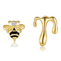 Origsoul sterling silver bee stud earrings with sparkling details for stylish accessorizing