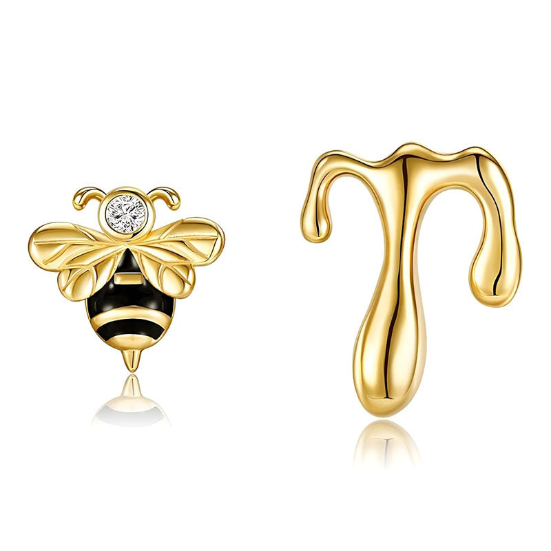 Origsoul sterling silver bee stud earrings with sparkling details for stylish accessorizing