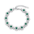 Origsoul sterling silver bracelet with green and clear gemstone floral design and adjustable clasp