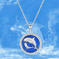 Origsoul sterling silver dolphin pendant necklace with blue enamel and sparkling accents