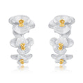 Origsoul sterling silver earrings with layered flower design and gold accents