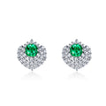 Origsoul sterling silver earrings with green center stones surrounded by clear crystals