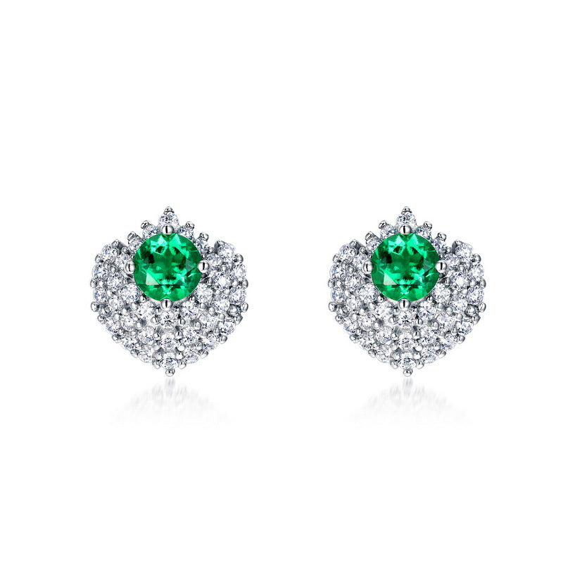 Origsoul sterling silver earrings with green center stones surrounded by clear crystals