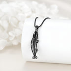 Origsoul sterling silver fishbone necklace with intricate detailing and polished finish
