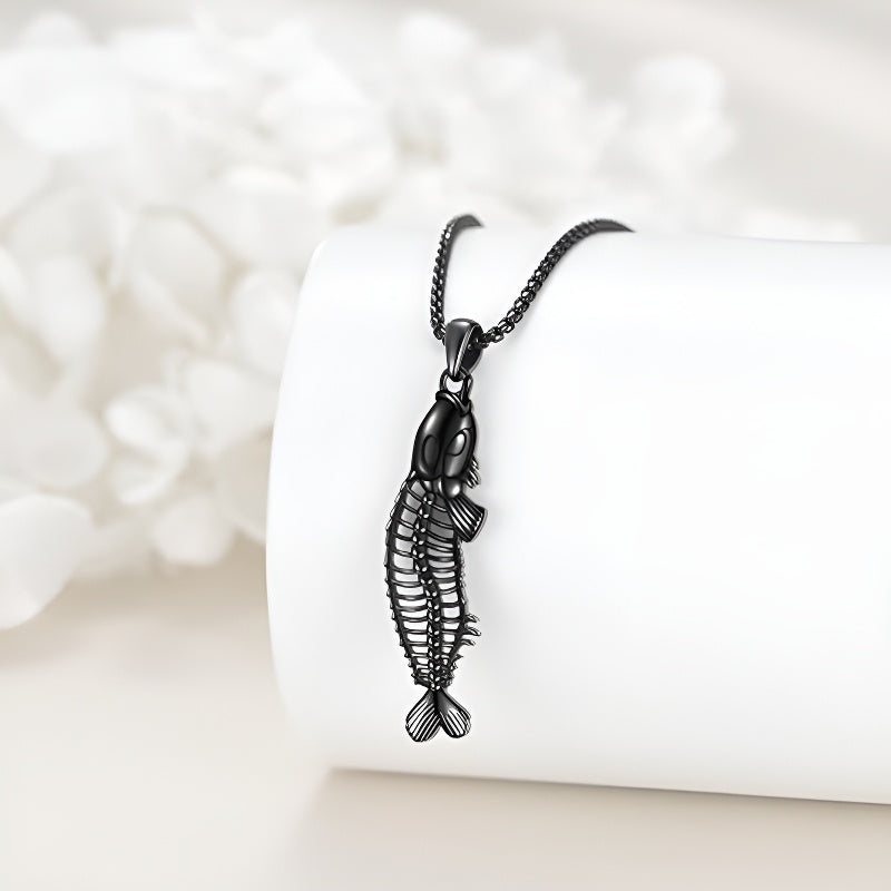 Origsoul sterling silver fishbone necklace with intricate detailing and polished finish