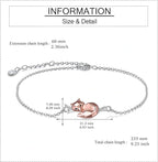 Origsoul sterling silver fox bracelet with rose gold fox charm and adjustable chain length