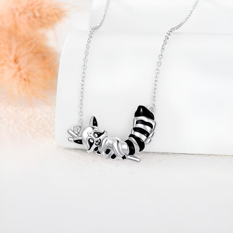 Origsoul sterling silver fox koala necklace featuring intricate animal design and delicate chain