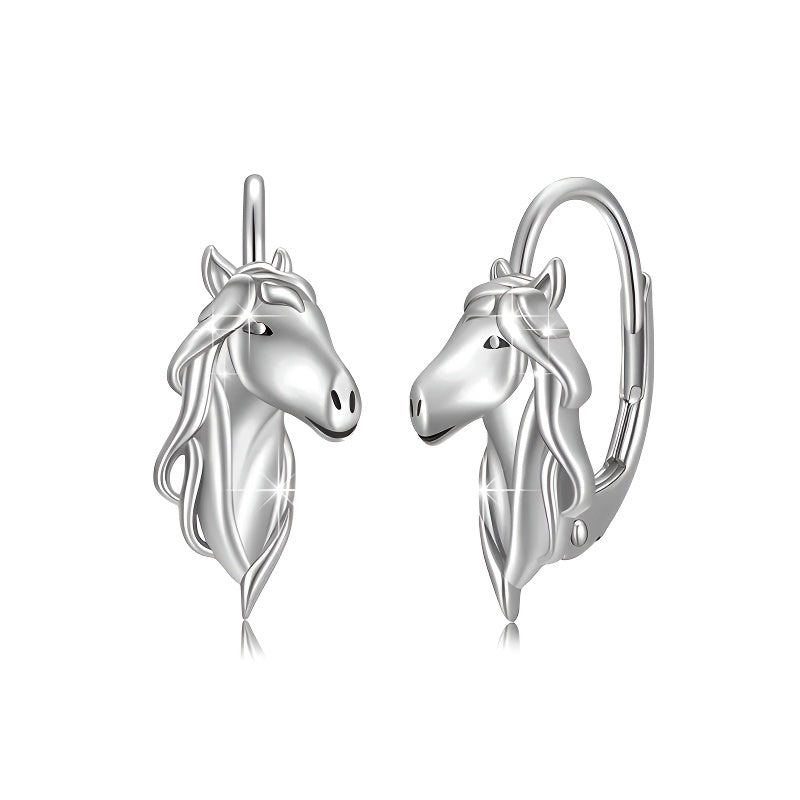 Origsoul sterling silver horse earrings featuring intricate horse head designs