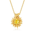 Origsoul gold sunflower pendant necklace with yellow gemstone in sterling silver jelwery