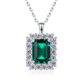 Origsoul sterling silver jelwery emerald green pendant necklace with sparkling clear crystals
