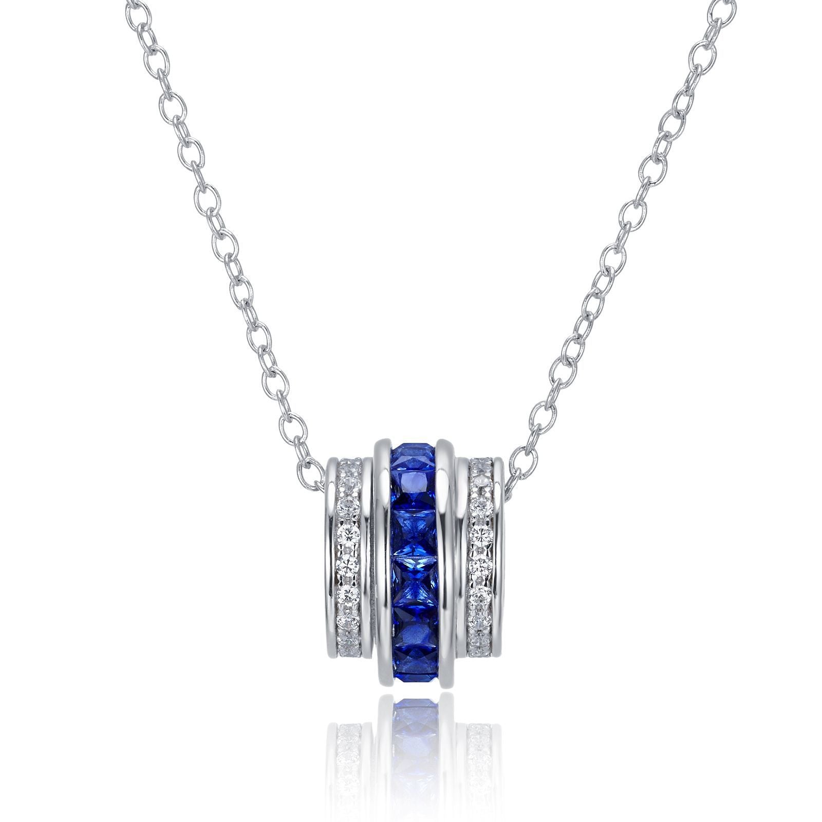 Origsoul sterling silver jelwery necklace with blue and clear stones on a silver chain