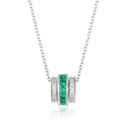 Origsoul sterling silver jelwery necklace with green and clear gemstones on a silver chain