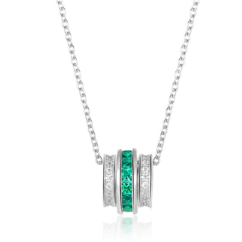 Origsoul sterling silver jelwery necklace with green and clear gemstones on a silver chain