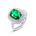 Origsoul sterling silver jelwery ring with large green gemstone and surrounding clear crystals