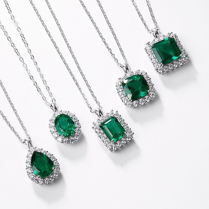 Origsoul sterling silver jelwery featuring elegant green gemstone pendants with sparkling accents