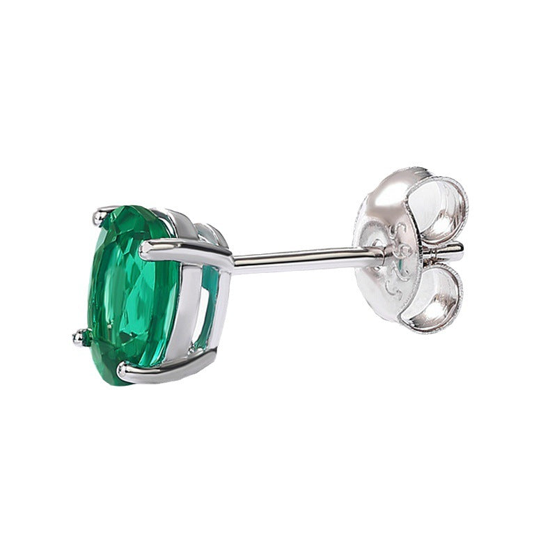 Origsoul sterling silver jewerly green gemstone stud earring with secure butterfly back