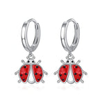 Origsoul sterling silver ladybug earrings with red enamel and black accents for a playful accessory