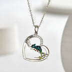 Origsoul sterling silver lizard heart necklace with colorful lizard design and sparkling accents