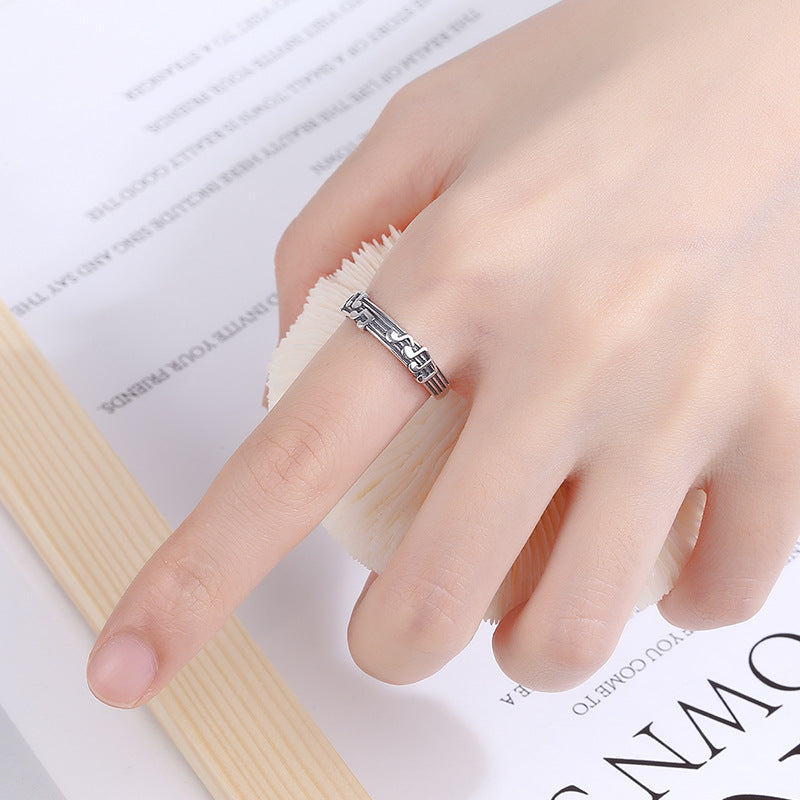 Origsoul music note eternity ring in silver worn on finger showcasing musical jewelry design