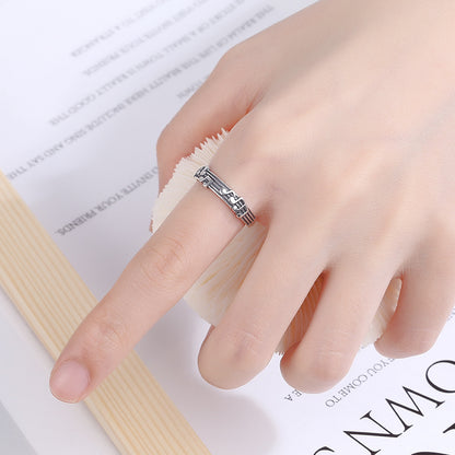 Origsoul music note eternity ring in silver worn on finger showcasing musical jewelry design