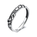Origsoul silver music note eternity ring with detailed musical notes and staff design