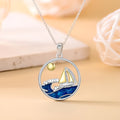 Origsoul sterling silver nautical necklace featuring a sailboat and waves with colorful detailing