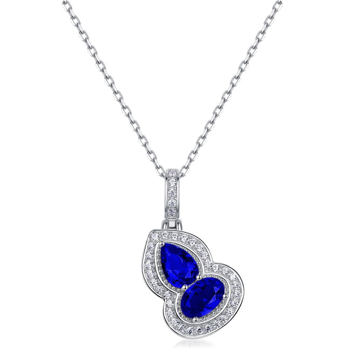 Origsoul sterling silver necklace with blue gemstone butterfly pendant accented with clear crystals