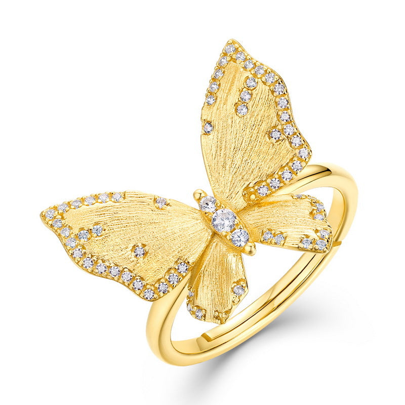 Origsoul gold butterfly ring with sparkling stones elegant jewelry accessory