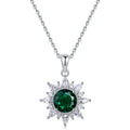 Origsoul sterling silver necklace with green gemstone surrounded by clear crystals pendant