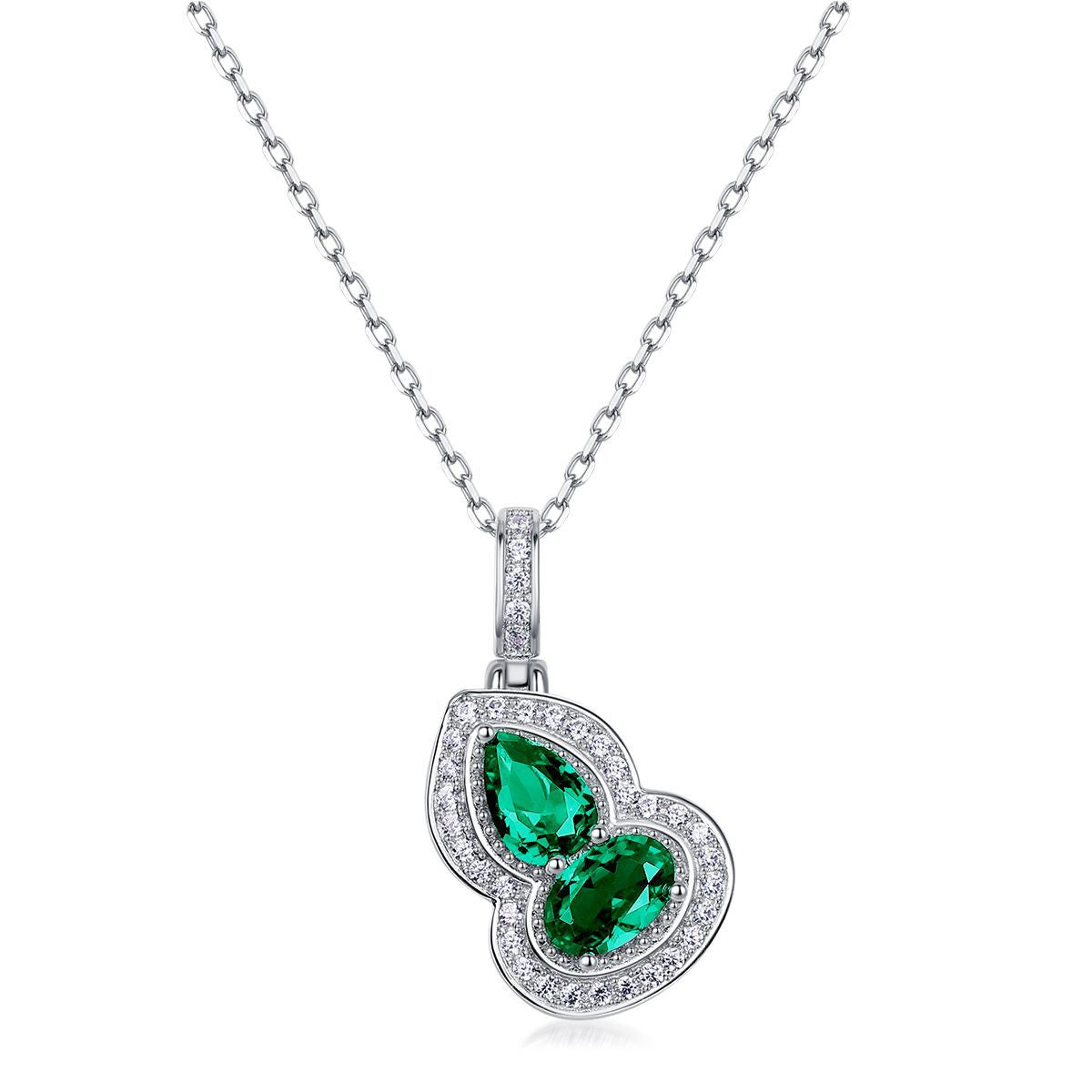 Origsoul sterling silver necklace with green gemstone butterfly pendant and clear crystals