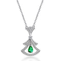 Origsoul sterling silver necklace with green teardrop gem and intricate crystal design pendant