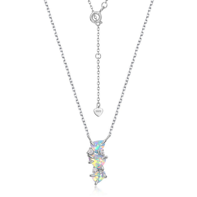 Origsoul sterling silver necklace with iridescent butterfly pendant and adjustable chain