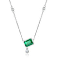 Origsoul sterling silver necklace with emerald green gemstone and clear crystals on chain