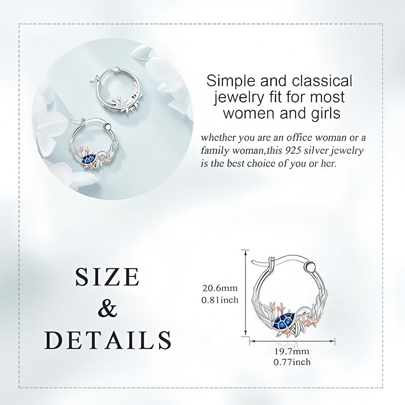Sterling silver ocean turtle earrings with intricate design suitable for women and girls