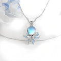 Origsoul sterling silver octopus pendant with blue gemstone and detailed tentacles