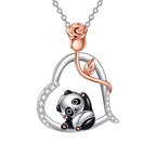 Origsoul sterling silver panda rose necklace featuring a cute panda and a rose design