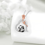 Sterling silver panda rose necklace featuring a cute panda design with a rose accent