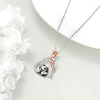Origsoul sterling silver panda rose necklace in heart design with sparkling accents