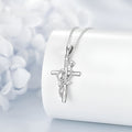 Origsoul sterling silver penguin cross necklace with intricate design featuring penguins and leaves