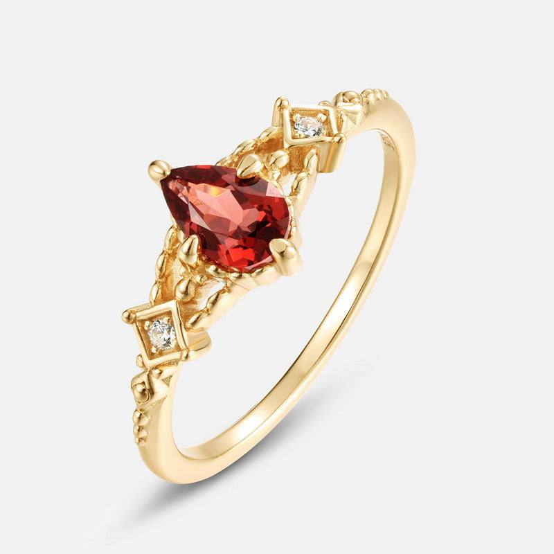 Origsoul gold ring featuring a red gemstone and diamonds sterling silver ring jewellery