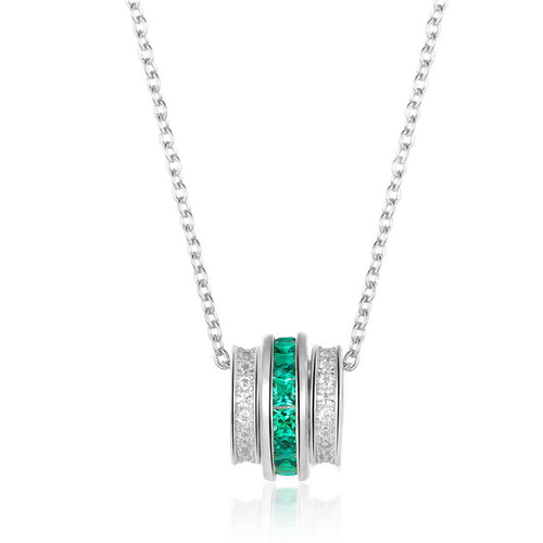 Origsoul sterling silver ring pendant necklace with green and clear stones on silver chain