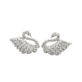 Origsoul sterling silver swan earrings with intricate crystal detailing for elegant style